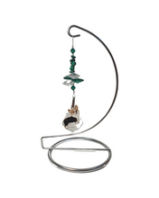 Load image into Gallery viewer, Dog -  crystal suncatcher is decorated with malachite gemstones and come on this amazing large stand
